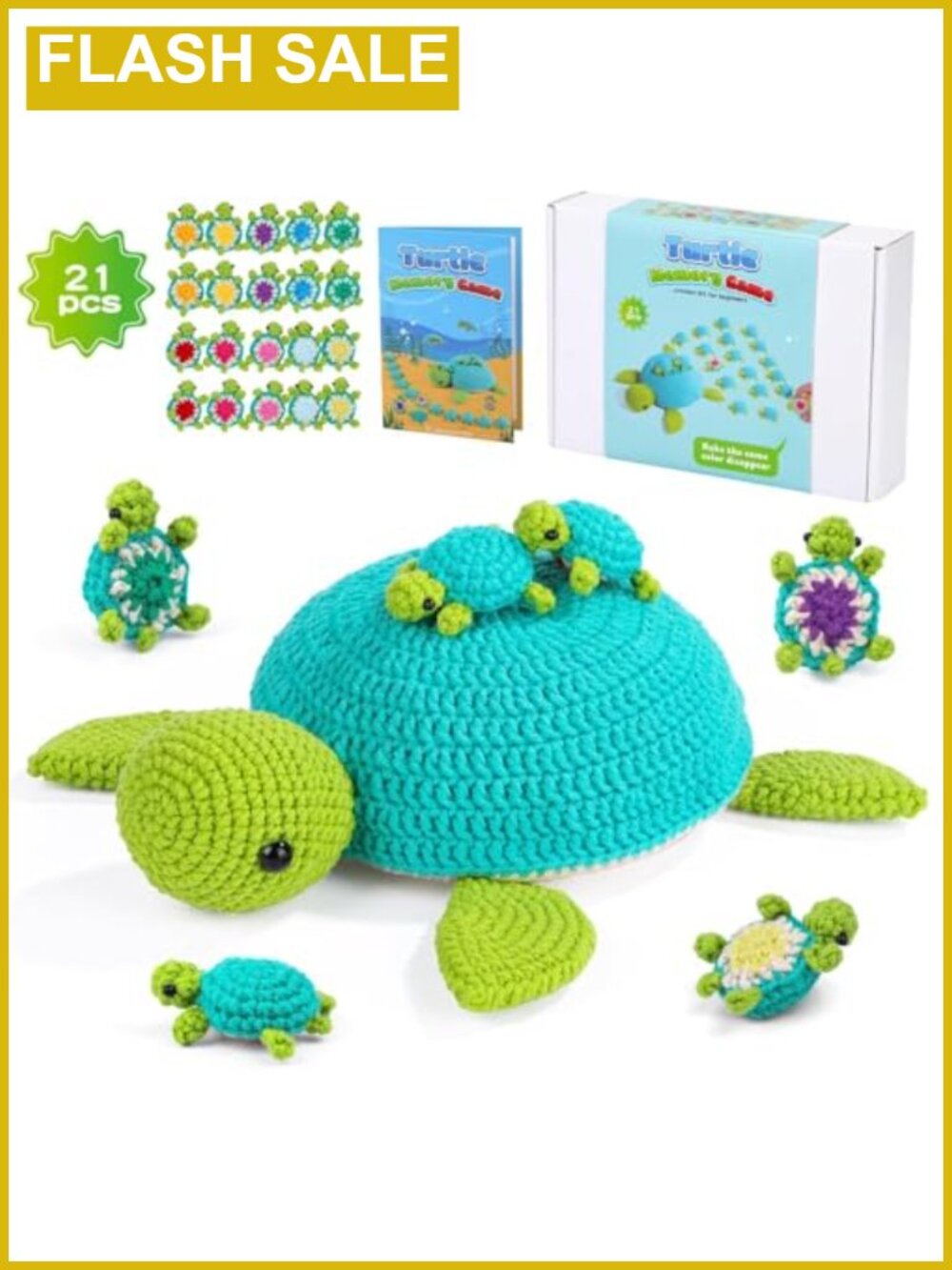 Crochet Kit for Beginners 21 Piece Turtles Animal Kit for Adults